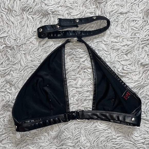 Last chance…Lust Juno Top w/Velcro Choker Neck Faux Leather S M Small Medium - Picture 4 of 6